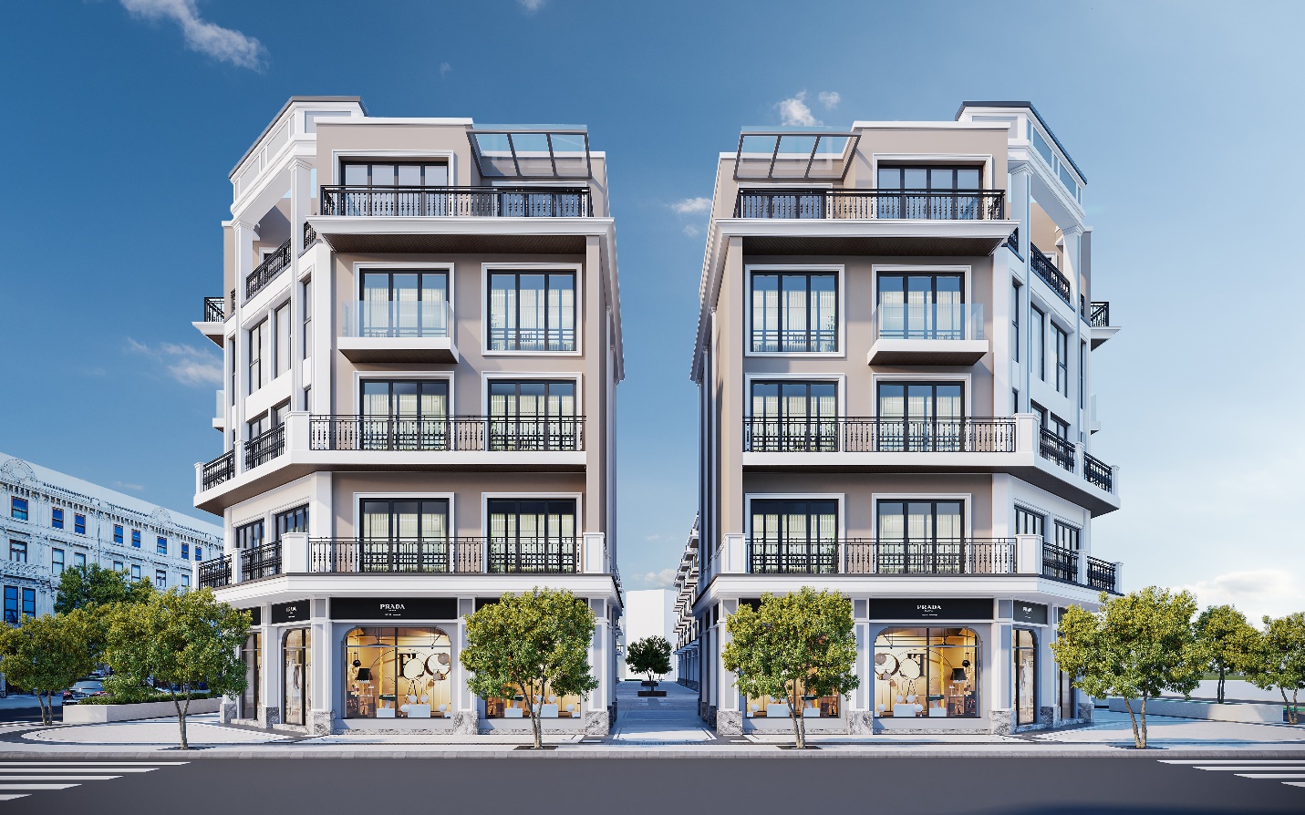 Mỗi căn nhà phố tại Block 15 được thiết kế 2 mặt tiền bằng kính cao cấp, tạo không gian mở tối đa.