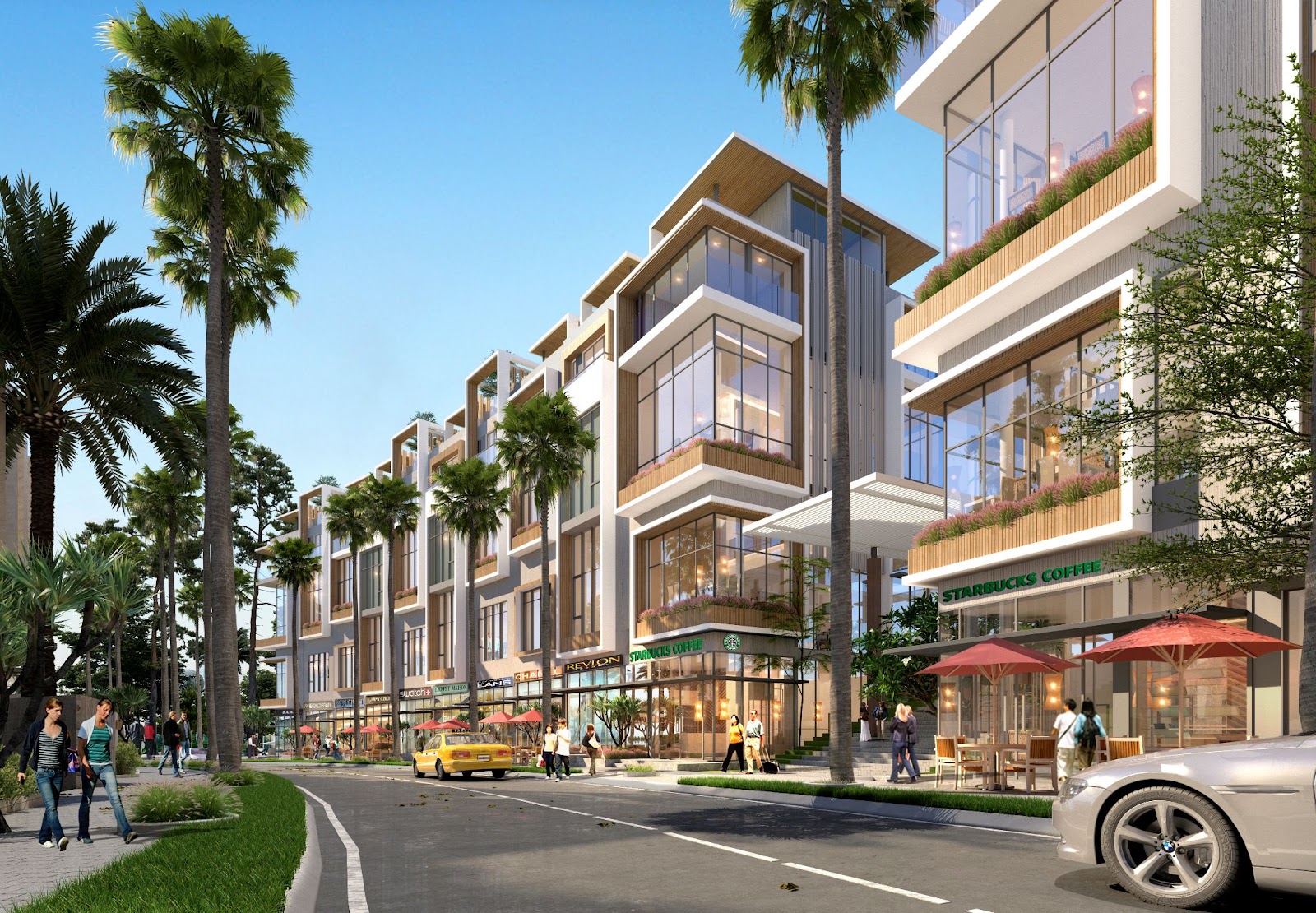 Dãy nhà phố The Island được thiết kế tối ưu hóa không gian, thuận tiện khai thác kinh doanh, cho thuê.