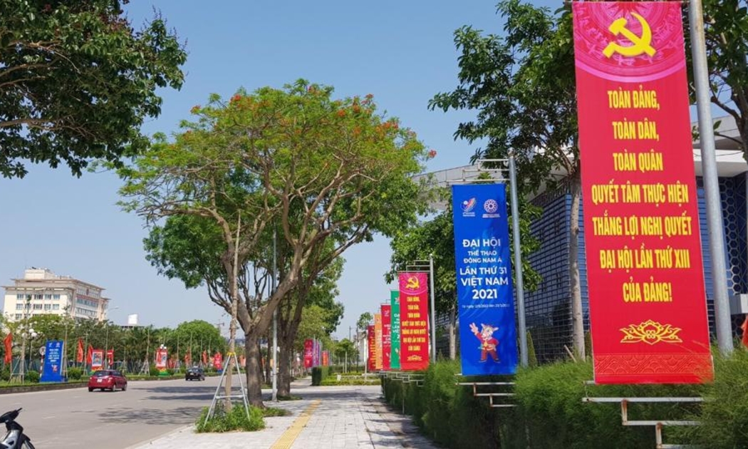 Đường phố Hải Dương được trang hoàng để chào mừng SEA Games 31. Ảnh - Kinh tế đô thị.