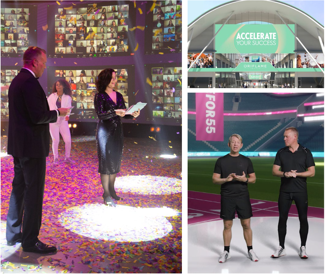 Một số sự kiện th&ocirc;ng qua nền tảng trực tuyến của Oriflame nhằm kết nối nh&acirc;n vi&ecirc;n to&agrave;n cầu trong thời điểm dịch bệnh nhiều th&aacute;ch thức năm 2021. &nbsp;