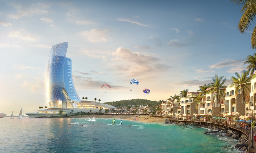 Phân khu The Sailing Bay sở hữu vị trí kết nối tới Tòa nhà Cánh buồm biểu tượng. Ảnh phối cảnh minh họa.