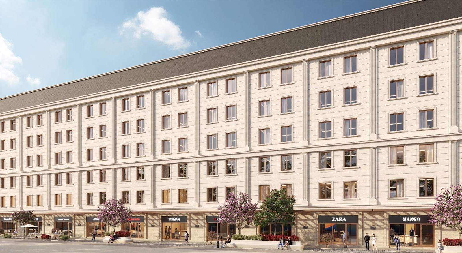 Sơn giả đ&aacute; Kikusui thẩm mỹ với độ bền vượt trội tại Regal Legend được ấn định theo thứ tự: lớp sơn l&oacute;t Kikusui Color Primer, lớp sơn đ&aacute; Kikusui Glast Si, 2 lớp phủ Kikusui View Top Silicone Clear.