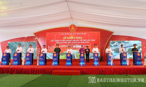 Khởi công tuyến đường trọng điểm liên kết các tỉnh Thái Nguyên, Bắc Giang, Vĩnh Phúc gần 3.800 tỷ
