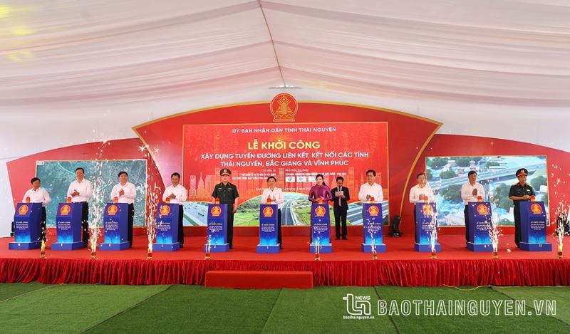 Construction of road linking Thai Nguyen, Bac Giang and Vinh Phuc underway