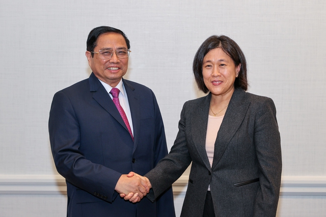Thủ tướng Chính phủ Phạm Minh Chính tiếp Trưởng Đại diện thương mại Mỹ (USTR) Katherine Tai - Ảnh: VGP