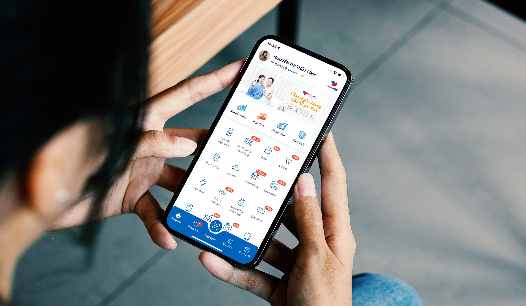 Hệ sinh thái tiện ích đa dạng dịch vụ trên ví VNPAY hỗ trợ người dùng mọi lúc, mọi nơi.