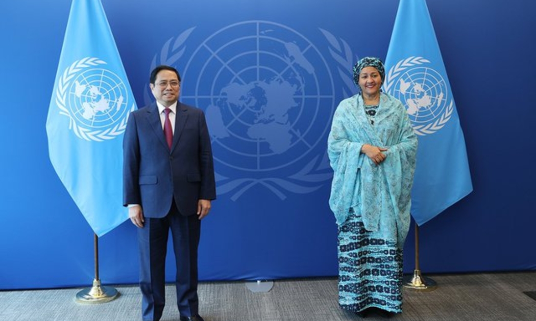 Thủ tướng Chính phủ Phạm Minh Chính gặp Phó Tổng Thư ký Liên Hợp Quốc Amina Mohammed. Ảnh - VGP.