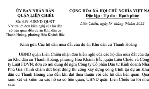 Đà Nẵng: Thanh tra Bộ Xây dựng yêu cầu giải quyết đơn kiến nghị  liên quan đến 100 lô đất dự án Khu dân cư Thanh Hoàng...