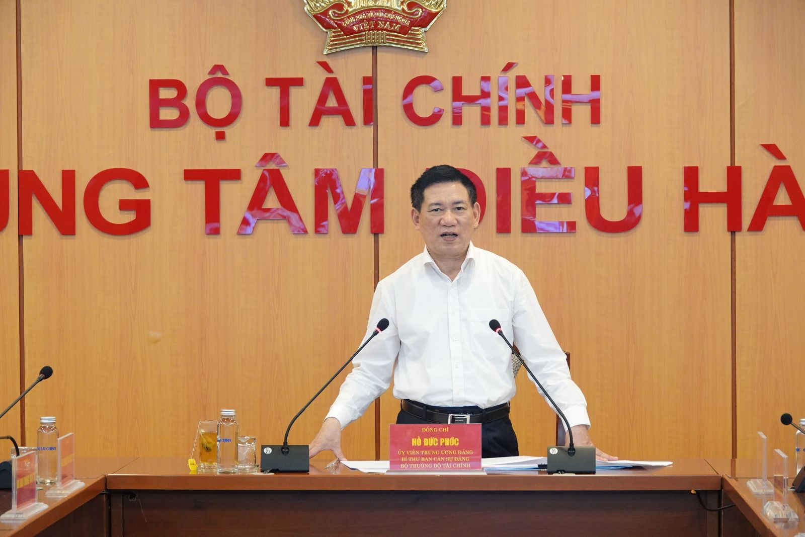 Bộ trưởng Hồ Đức Phớc phát biểu tại buổi làm việc.