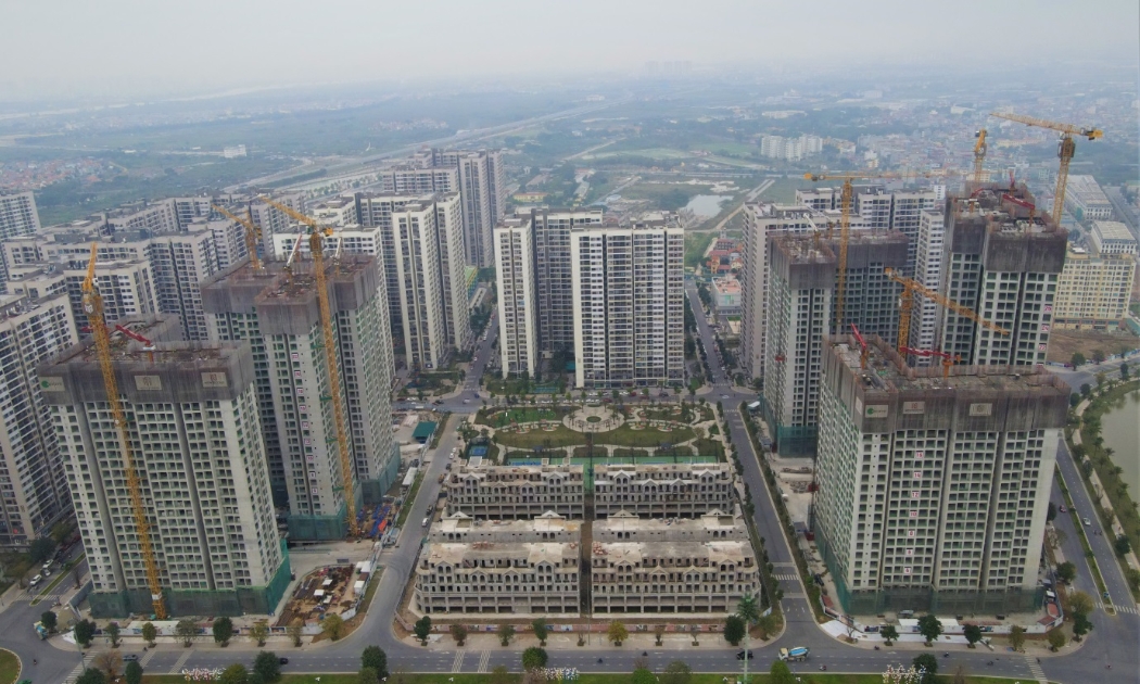 Hai phân khu Miami và Hawaii của Masteri Waterfront đã xây đến tầng 30 và 35.