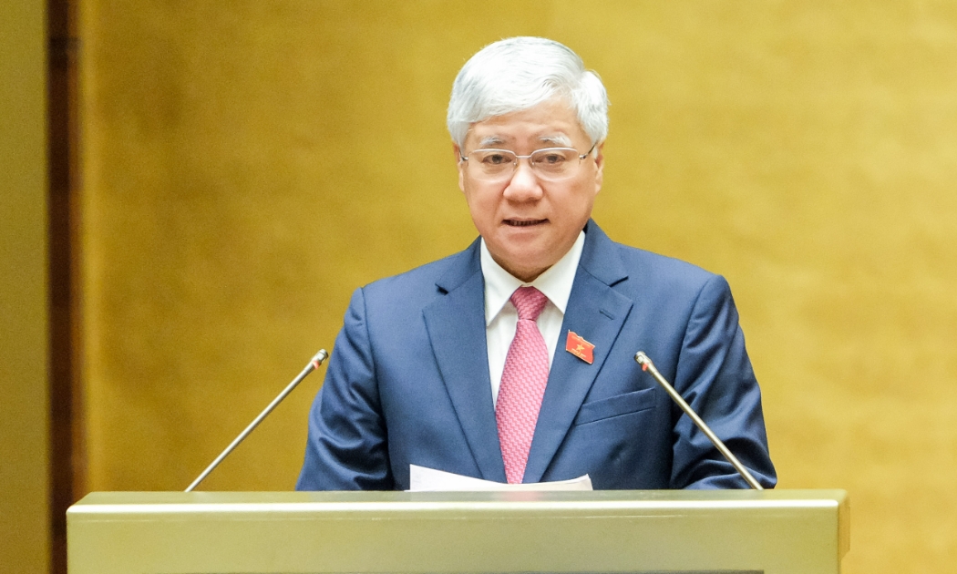 Chủ tịch Ủy ban Trung ương Mặt trận Tổ quốc Việt Nam Đỗ Văn Chiến trình bày báo cáo - Ảnh: Quochoi.vn