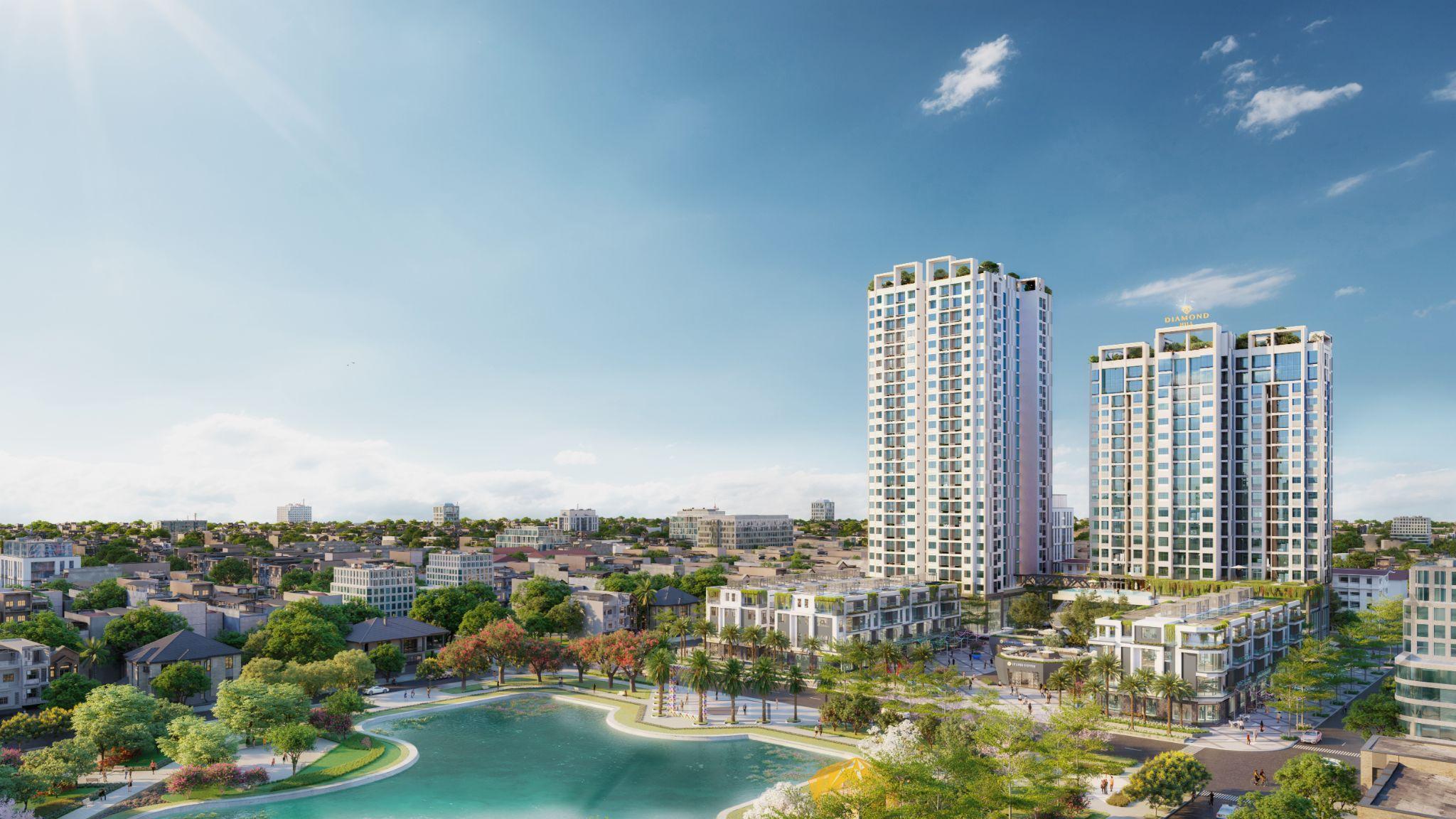 BV Diamond Hill là dự án theo tiêu chuẩn xanh quốc tế tại thành phố Bắc Giang. Ảnh: Phối cảnh dự án BV Diamond Hill.