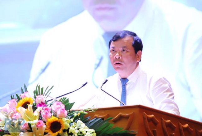 &Ocirc;ng Phan Thế Tuấn ph&aacute;t biểu tại hội nghị.