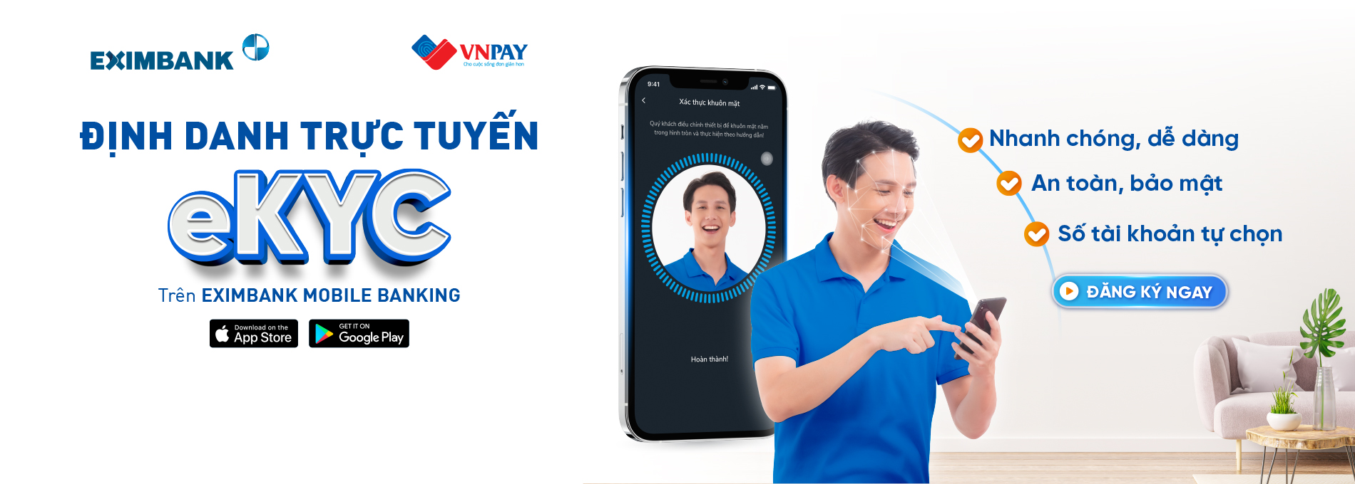 eKYC vừa được Eximbank mở rộng với khách hàng sử dụng căn cước công dân có gắn chip.
