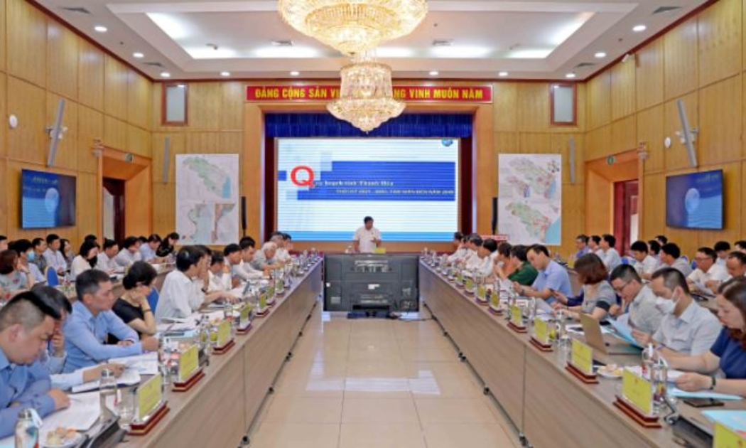 Toàn cảnh Hội nghị thẩm địnhh quy hoạch tỉnh Thanh Hóa giai đoạn 2021-2030, tầm nhìn 2045 sáng ngày 27/5.
