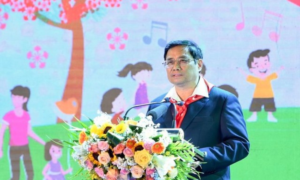 Thủ tướng Phạm Minh Chính phát biểu tại Lễ phát động Tháng hành động vì trẻ em và khai mạc hè năm 2022. Ảnh - VGP.