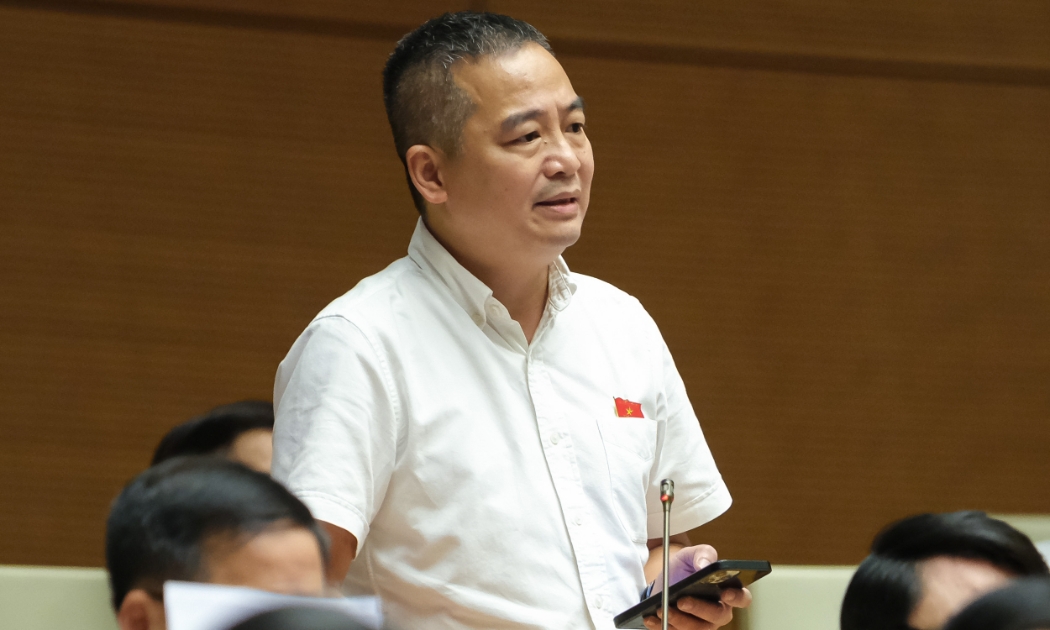 Đại biểu Nguyễn Lân Hiếu phát biểu tại phiên thảo luận- Ảnh: Quochoi.vn