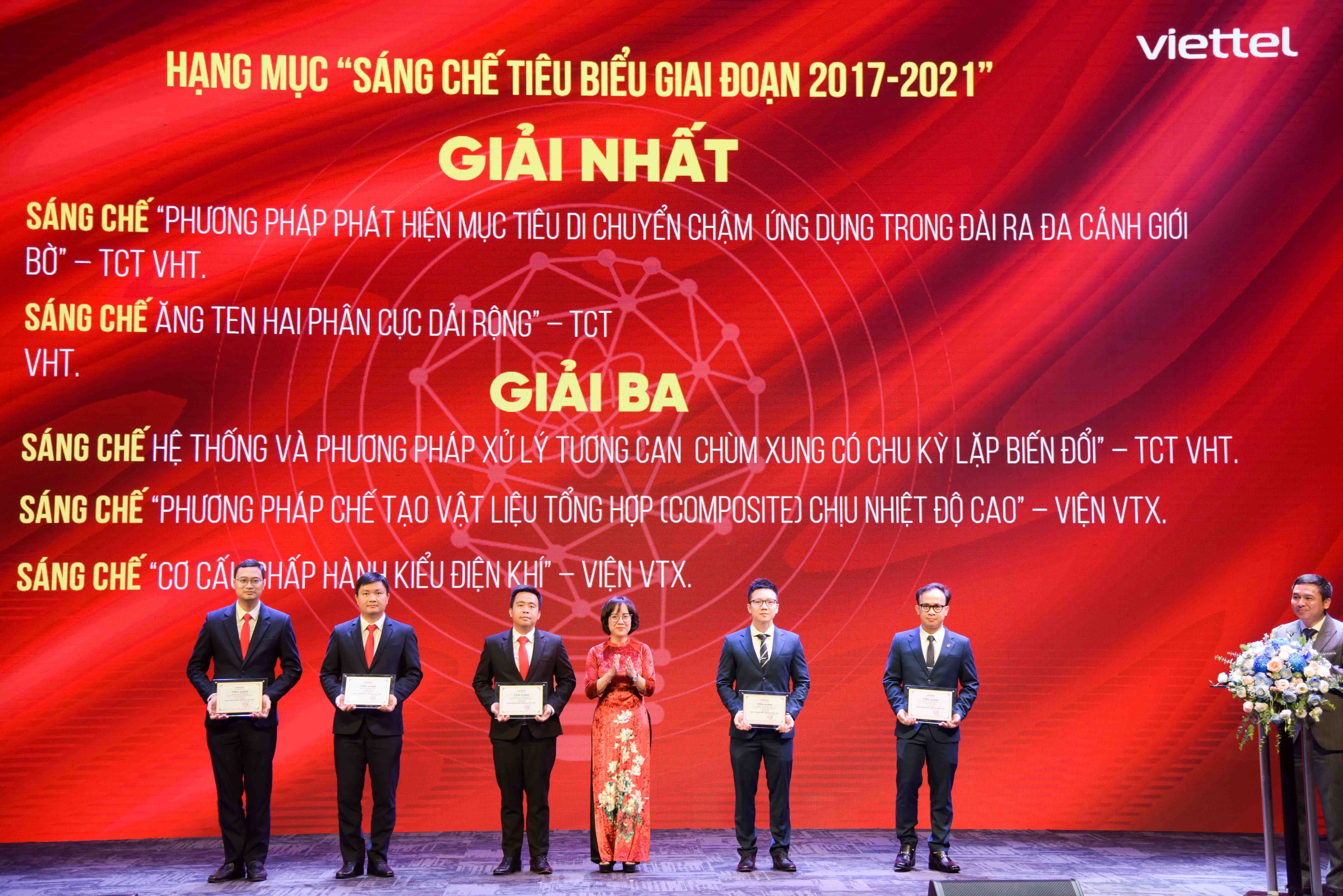 Tại sự kiện, Viettel đã tôn vinh, khen thưởng những các sáng kiến xuất sắc và sáng chế tiêu biểu của Tập đoàn giai đoạn 2017 - 2021. 