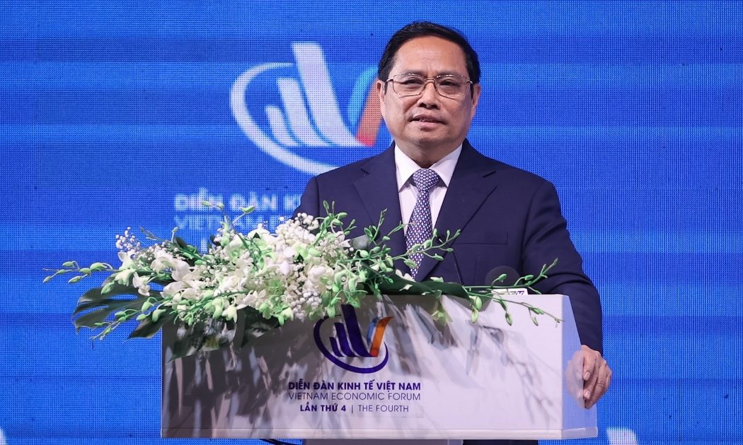 Thủ tướng Chính phủ Phạm Minh Chính phát biểu tại Diễn đàn Kinh tế Việt Nam lần thứ 4.