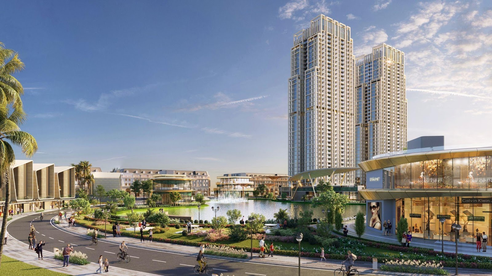 Phố đi bộ ven hồ với điểm nhấn l&agrave; khu nhạc nước trung t&acirc;m v&agrave; 6 cụm tiện &iacute;ch đẳng cấp thế giới tại khu đ&ocirc; thị du lịch quốc tế Regal Legend.