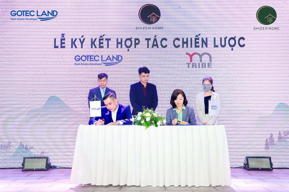 Lễ k&yacute; kết hợp t&aacute;c chiến lược giữa Gotec Land v&agrave; tập đo&agrave;n Tribe trong dự &aacute;n Shizen Home.