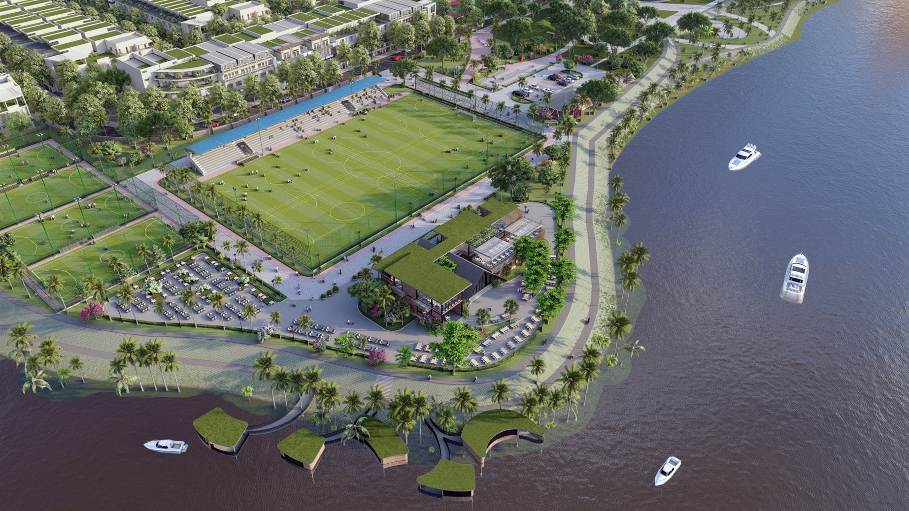 Kh&ocirc;ng gian xanh mướt của c&ocirc;ng vi&ecirc;n ven s&ocirc;ng C&ocirc;̉ Cò. (Ảnh minh họa).