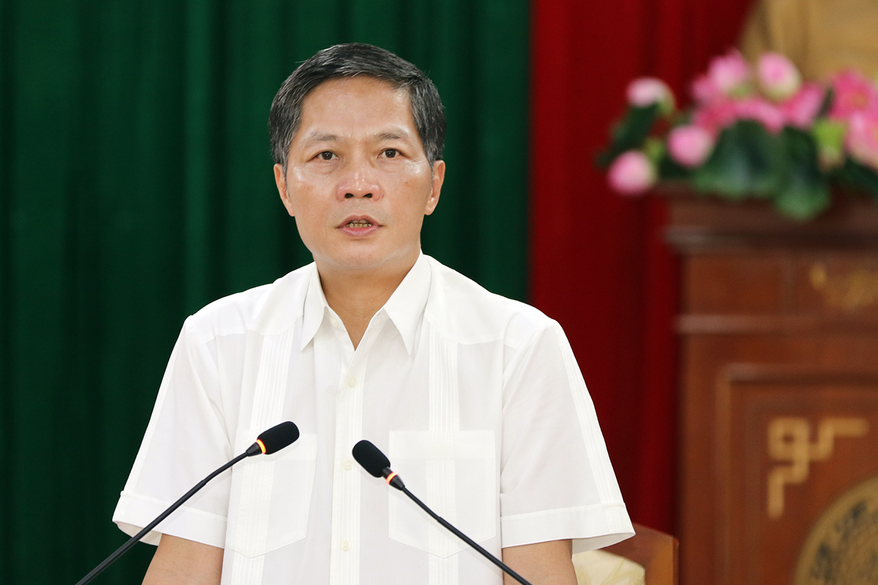 Đồng chí Trần Tuấn Anh, Ủy viên Bộ Chính trị, Trưởng ban Kinh tế Trung ương phát biểu chỉ đạo tại buổi làm việc.