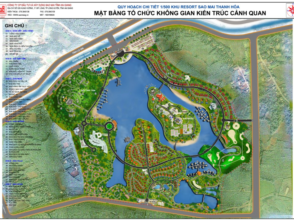 Bản đồ quy hoạch 1/500 dự án Sao Mai resort tại xã Thọ Lâm, Thọ Xuân, Thanh Hóa