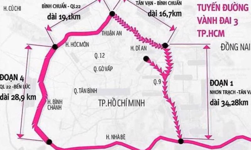 Dự án đường Vành đai 3 TP.HCM có tổng mức đầu tư 75.378 tỷ đồng' trong đó vốn trung ương 50% và vốn địa phương 50%.