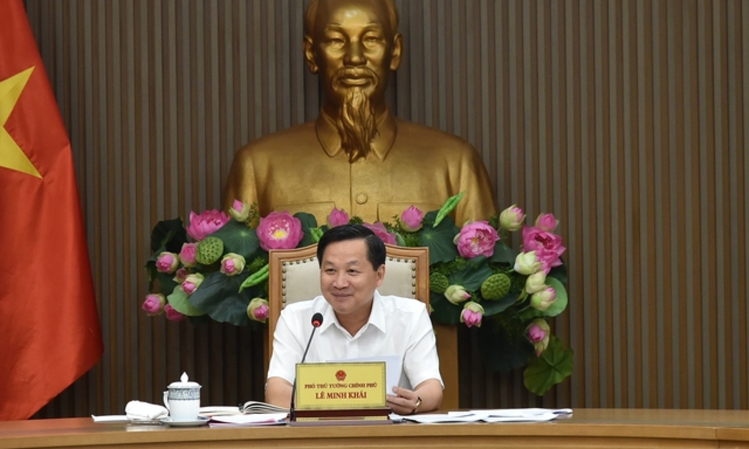 Phó Thủ tướng Lê Minh Khái, Trưởng Ban Chỉ đạo điều hành giá chủ trì cuộc họp với các bộ, ngành về điều hành giá một số mặt hàng thiết yếu. (Ảnh: VGP).