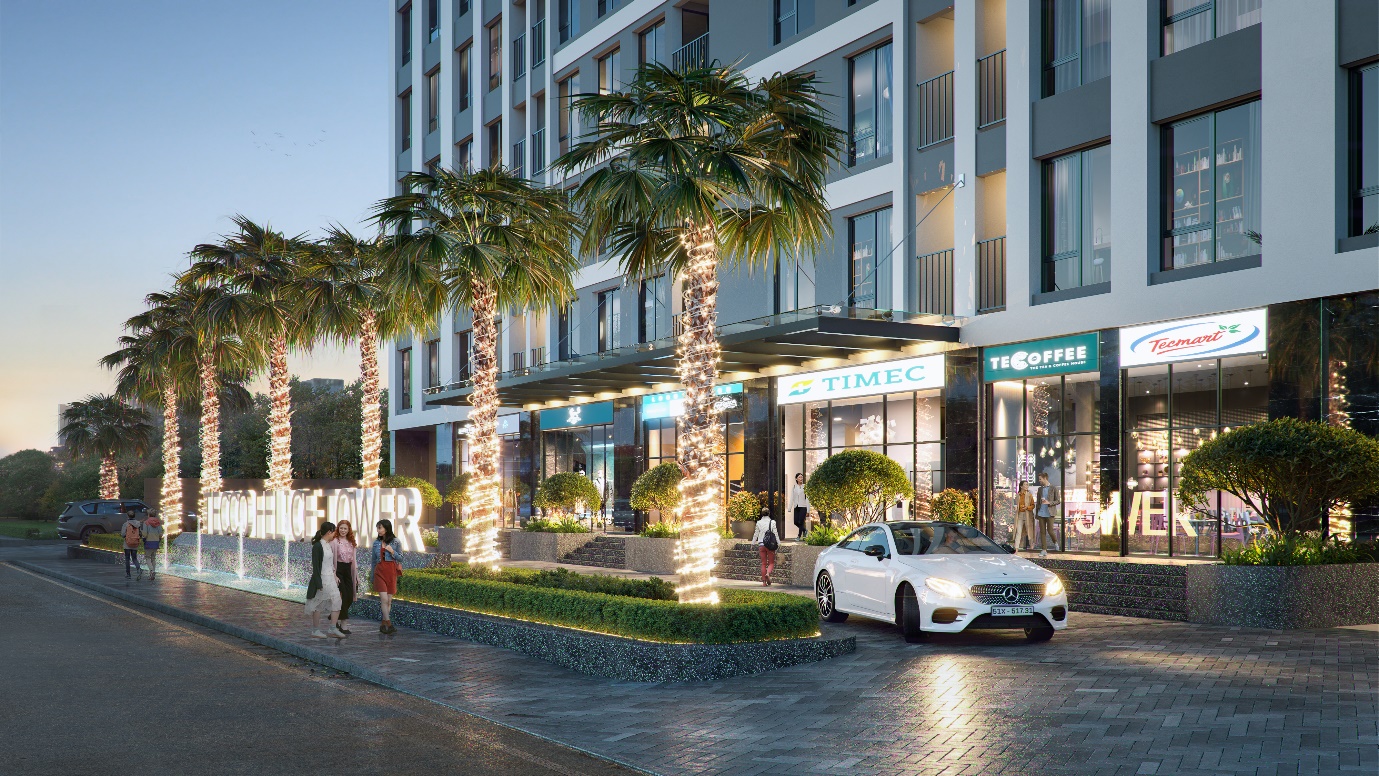 Một g&oacute;c cổng v&agrave;o khu căn hộ Tecco Felice Tower.