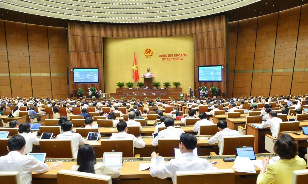 477/480 đại biểu tham gia biểu quyết tán thành Nghị quyết về thí điểm một số cơ chế, chính sách đặc thù phát triển tỉnh Khánh Hòa - Ảnh: Quochoi.vn