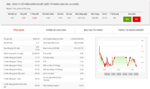 HOSE tiếp tục giữ nguyên diện cảnh báo đối với cổ phiếu HNG