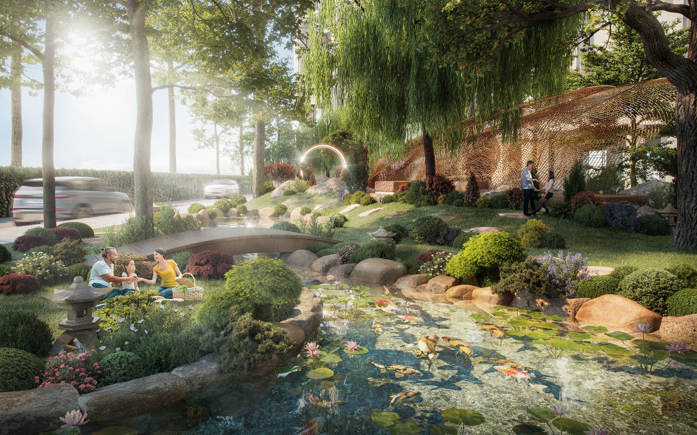 Vườn thiền i-on &acirc;m l&agrave; một trong số tiện &iacute;ch chăm s&oacute;c sức khỏe tại Shizen Home.