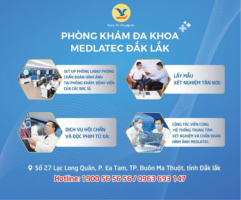 Phòng khám chuyên khoa Xét nghiệm Medlatec Đắk Lắk đáp ứng đa dạng dịch vụ xét nghiệm và chẩn đoán hình ảnh trong khám chữa bệnh.