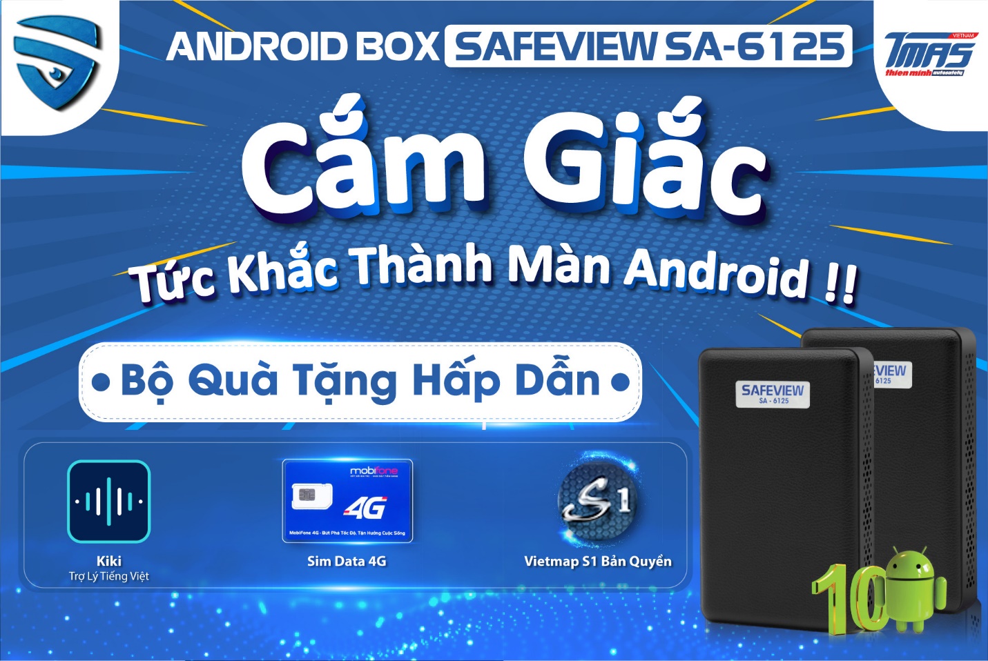 Android box SafeView SA 6125 chỉ cần cắm vào cổng usb để sử dụng.