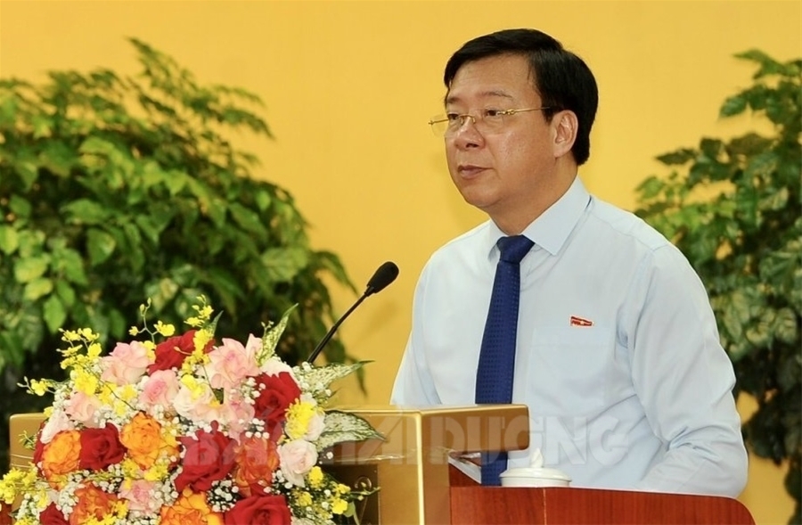 Ông Phạm Xuân Thăng, Bí thư Tỉnh ủy, Chủ tịch HĐND tỉnh Hải Dương khai mạc kỳ họp. Ảnh - Báo Hải Dương. 