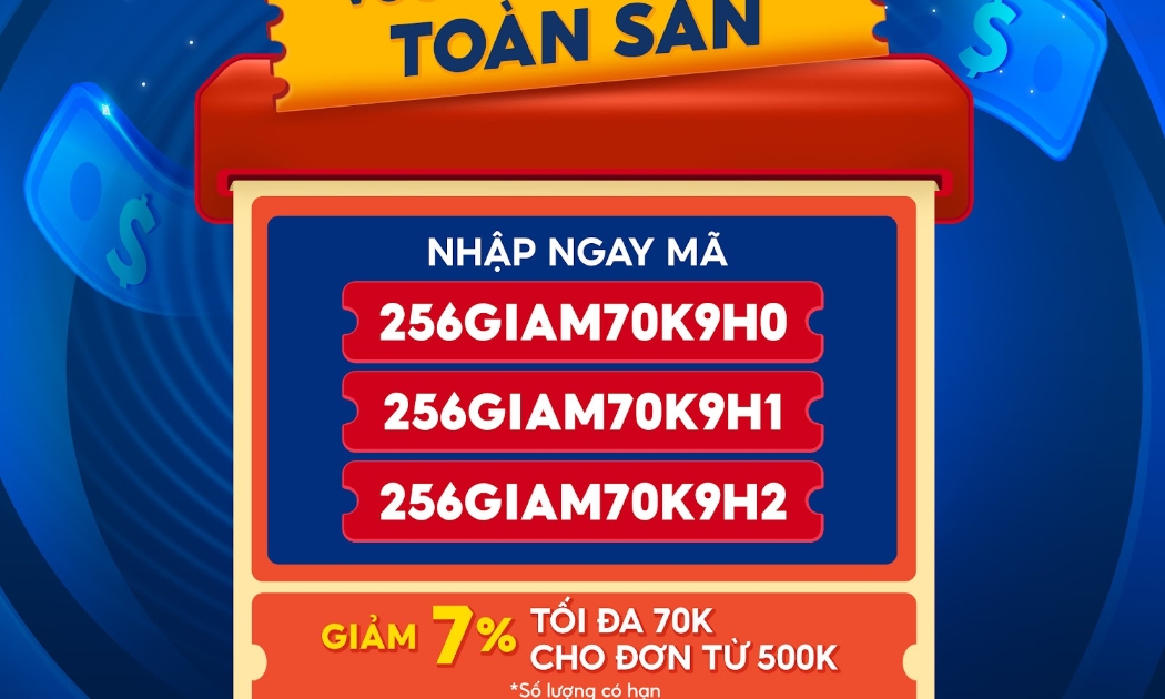 Ngoài ra, nhập các mã voucher trên trong khung từ 9H - 12H hôm nay khi thanh toán để tận hưởng thêm các ưu đãi hấp giảm giá hấp dẫn.