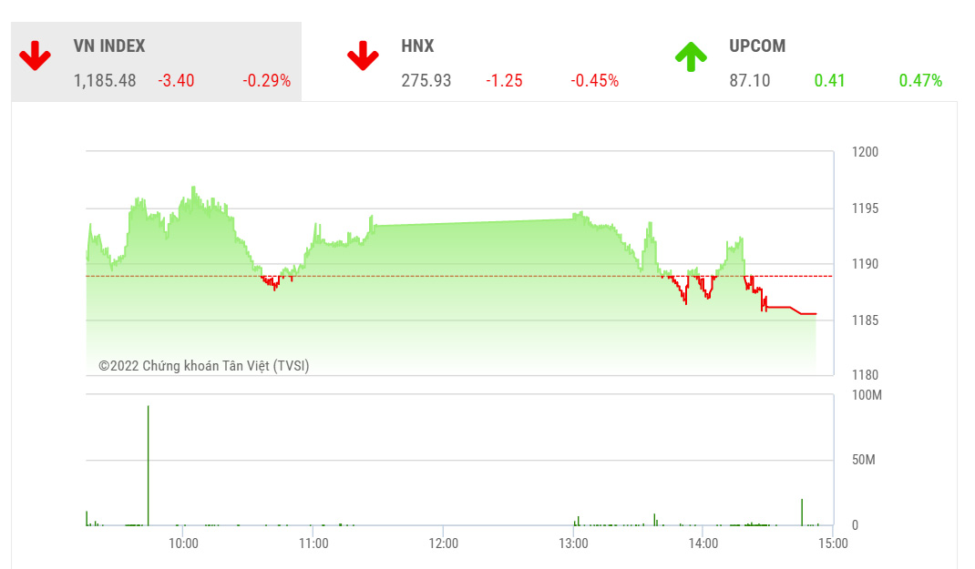 Theo KBSV, mặc dù xu hướng giảm điểm đang đóng vai trò chủ đạo, chừng nào vùng hỗ trợ gần quanh 1170 (+-5) vẫn được giữ vững thì cơ hội mở rộng nhịp hồi phục sau đó tiếp tục được bảo lưu.