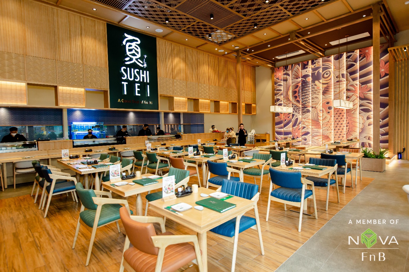 Sushi Tei - thương hiệu ẩm thực quốc tế với hệ thống 80 nhà hàng phủ khắp 9 quốc gia – nằm trong hệ thống ẩm thực quốc tế của Nova FnB - một thành viên của Nova Service.