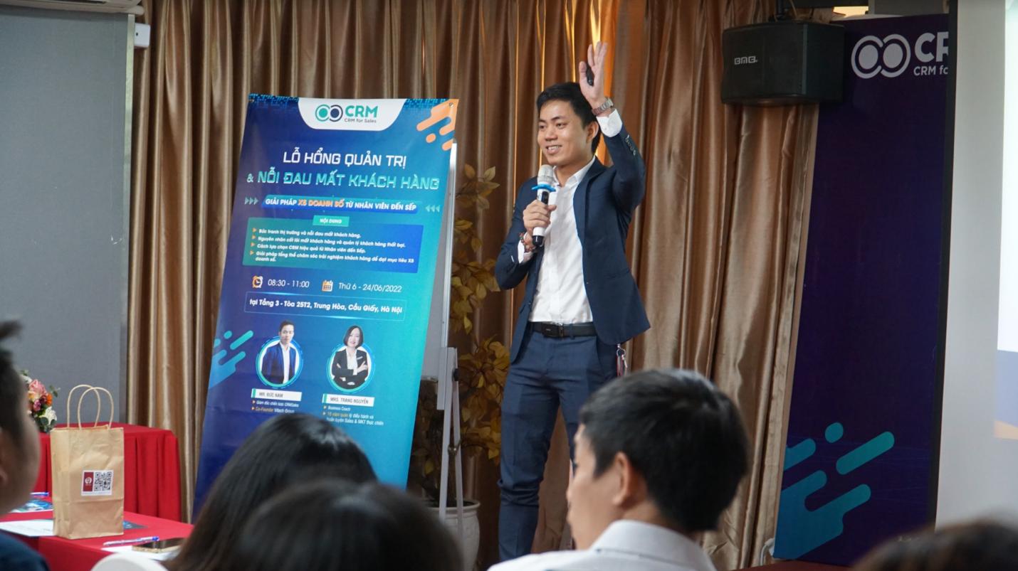 Ông Lê Đức Nam khẳng định CRMSales ra đời sẽ giúp doanh nghiệp SME và siêu nhỏ giải quyết triệt để nỗi đau mất khách hàng.