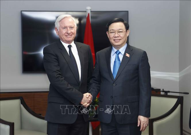 Chủ tịch Quốc hội Vương Đ&igrave;nh Huệ tiếp Chủ tịch Pacific Land Partrick Mc Killen&nbsp;- Ảnh: TTXVN