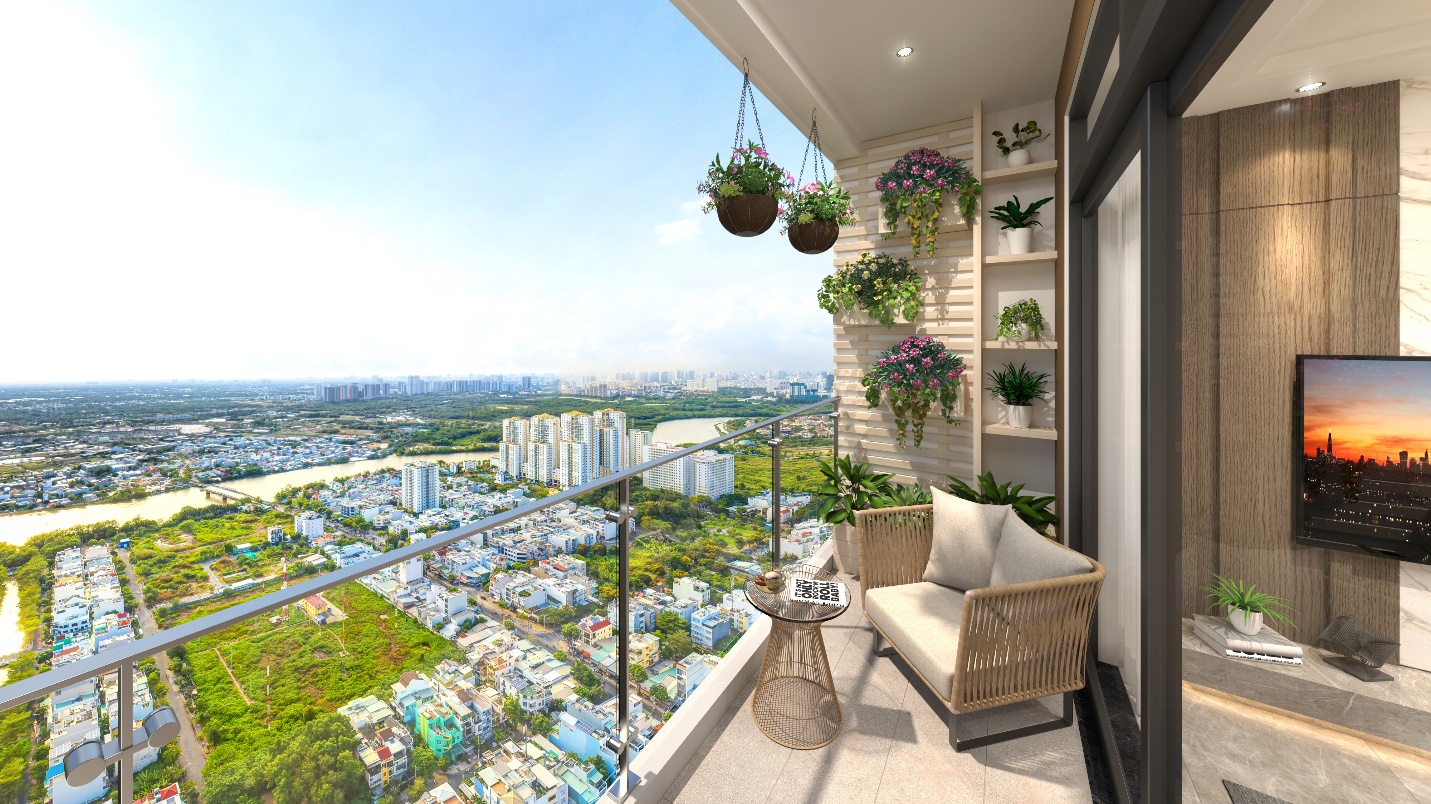 Căn hộ Viva Plaza sở hữu ban công rộng, tầm nhìn rộng thoáng ra xung quanh.
