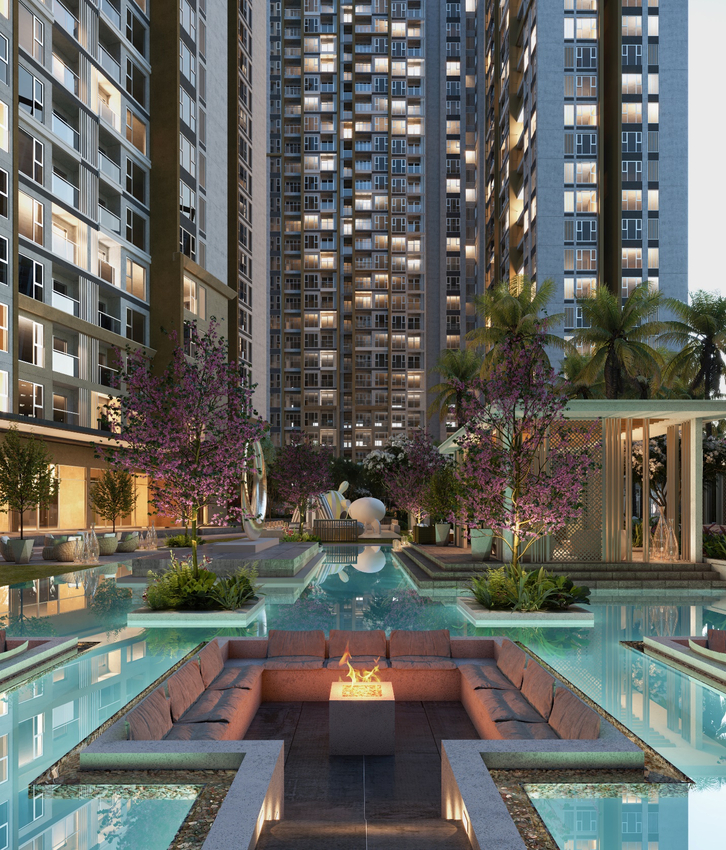 Lounge ch&igrave;m độc đ&aacute;o theo m&ocirc; h&igrave;nh nghỉ dưỡng tại Masteri Waterfront.