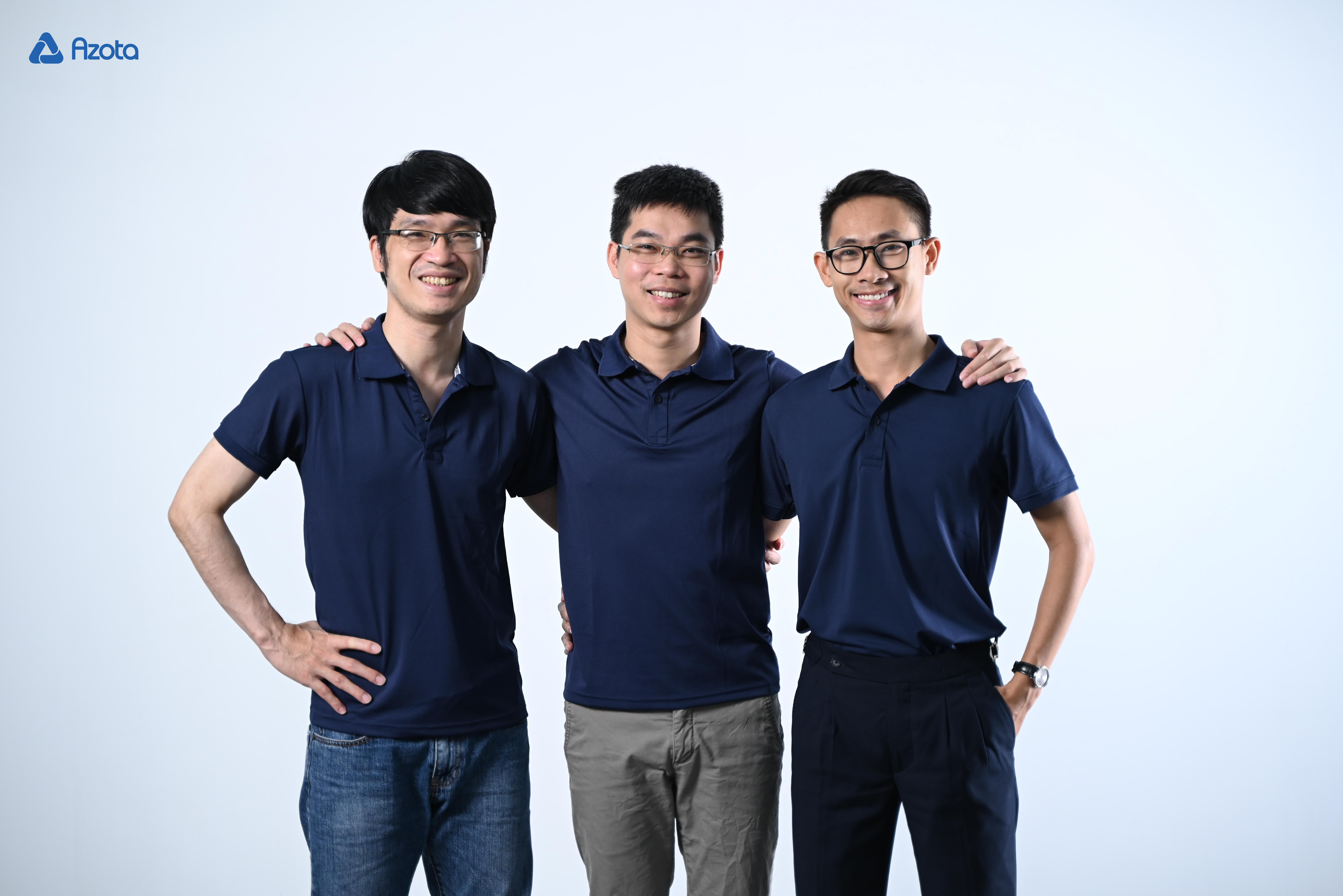  Từ trái sang: Lê Trọng Hưng (CTO), Nguyễn Hải  Âu (CEO), Nguyễn Văn Đại (COO)