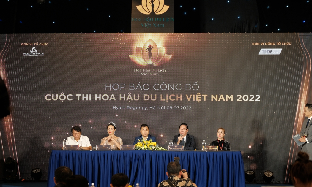 Toàn cảnh họp báo Hoa hậu Du lịch Việt Nam năm 2022.