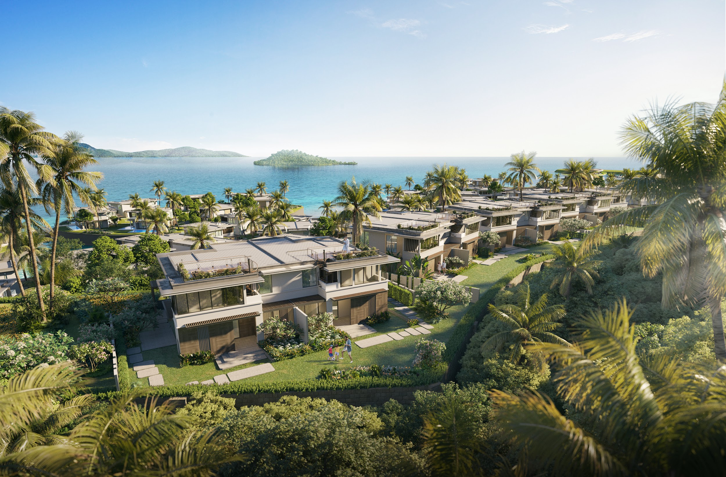 Quần thể “tư dinh tỷ phú” Gran Meliá Nha Trang với vị trí tam bảo: lưng tựa núi biếc, mặt hướng biển xanh, trung tâm thành phố.