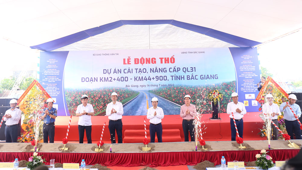 Lễ động thổ xây dựng dự án cải tạo, nâng cấp Quốc lộ 31 đoạn Km 2+400 - Km 44+900, tỉnh Bắc Giang.