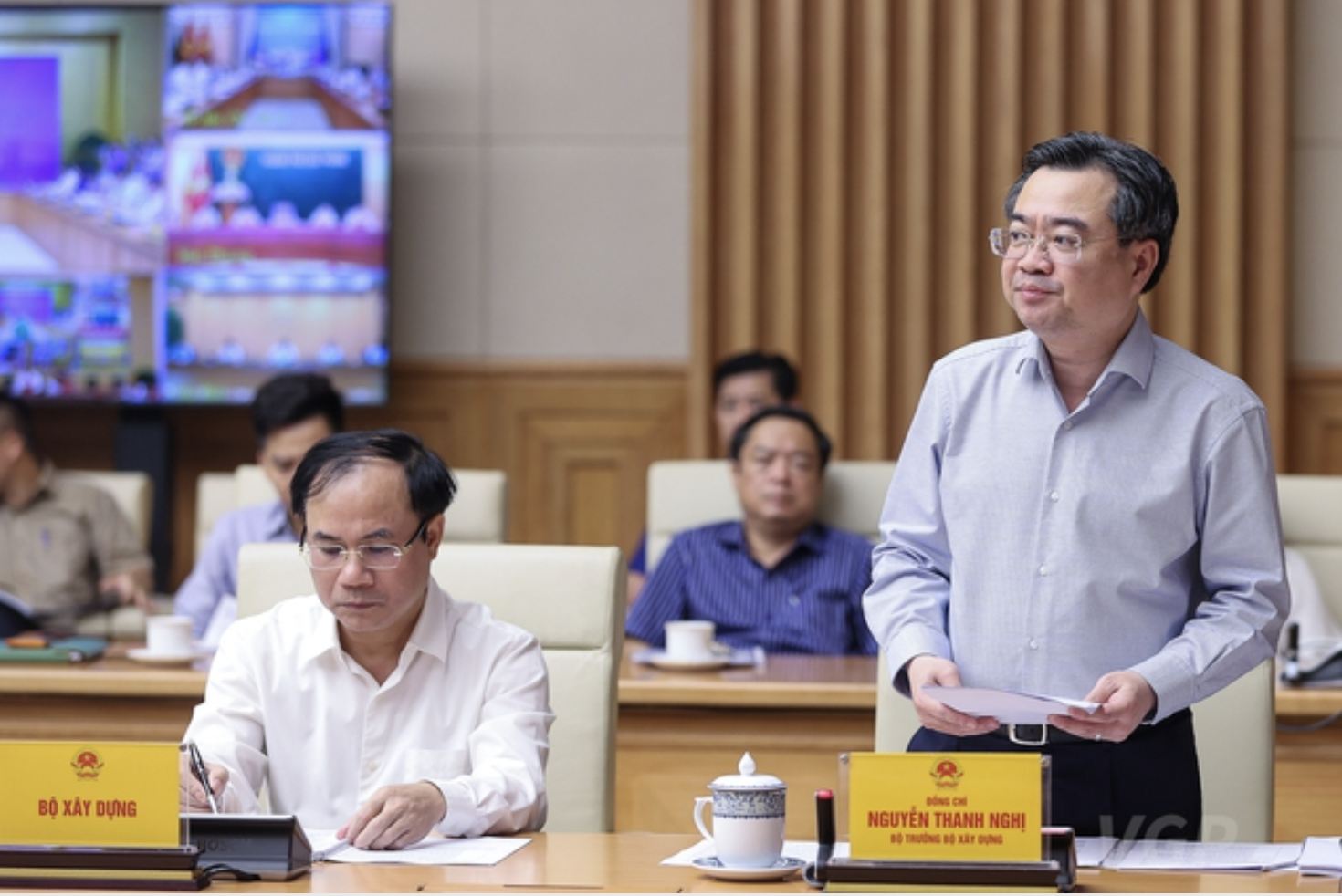 Bộ trưởng Bộ Xây dựng Nguyễn Thanh Nghị phát biểu tại Hội nghị. 