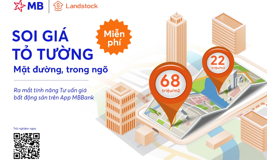 Landstock cho phép khách hàng tham khảo giá cả thị trường bất động sản nhanh chóng và miễn phí ngay trên App MBBank.